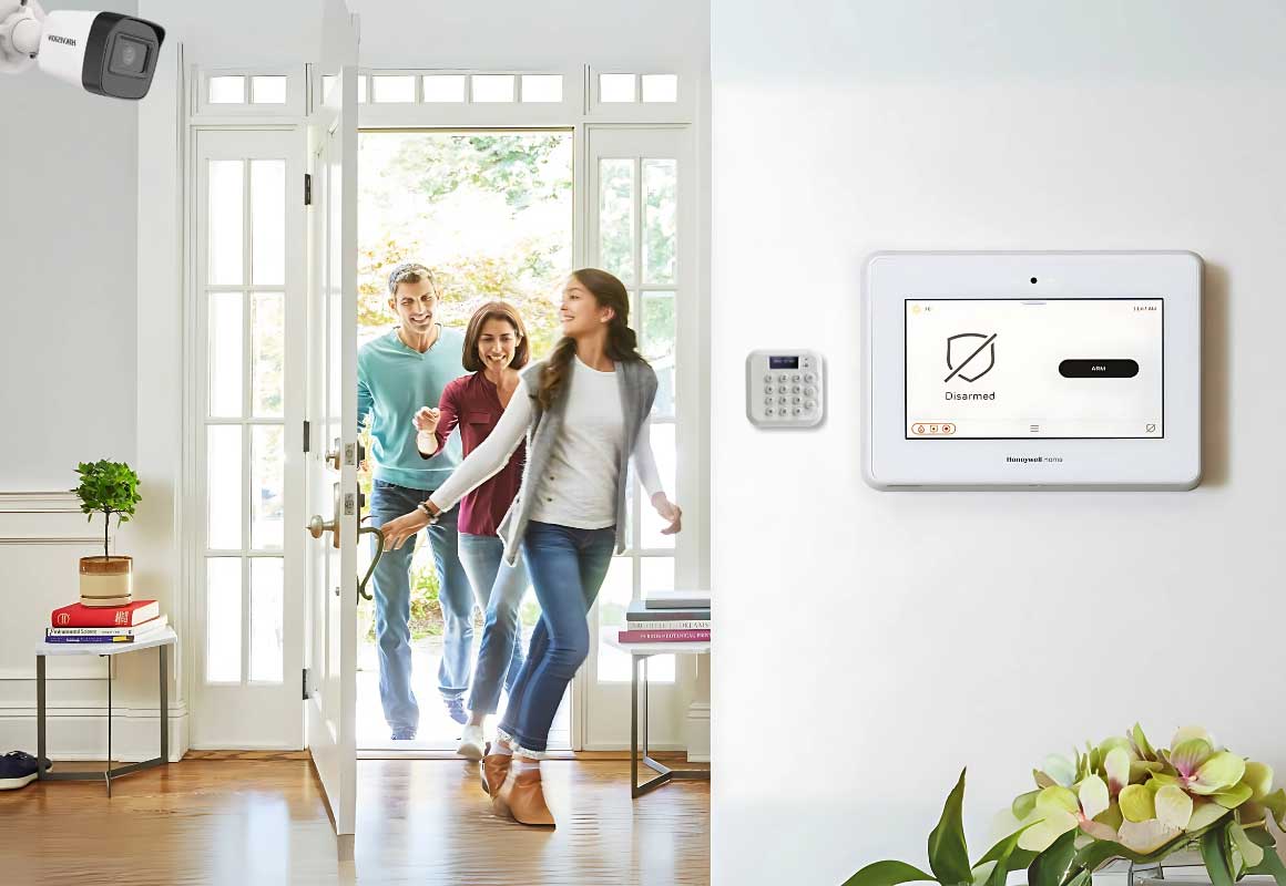 Parent checking security camera