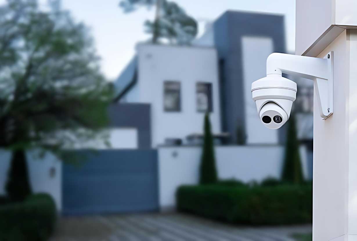 Happy family at home feeling secure